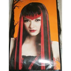Halloween Costume Adult Long Black Red Vampiress